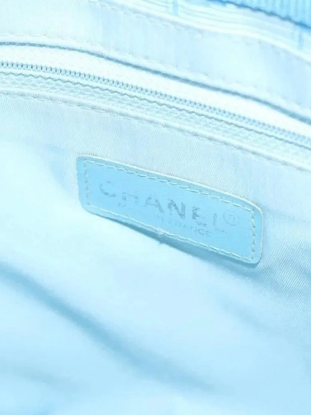 CHANEL New Travel line Tote Bag Light Blue Silver CC Auth 133486